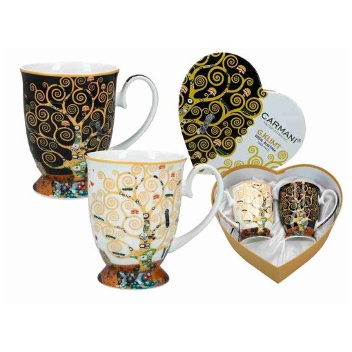 Porcelán lábasbögre szett 2db-os 280ml, Klimt: Életfa