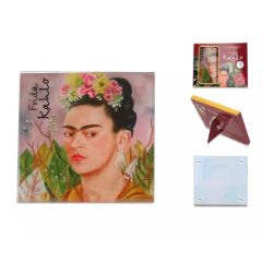   Üveg poháralátét 10,5x10,5cm Frida Kahlo: Önarckép Dr.Eloessernek dedikálva