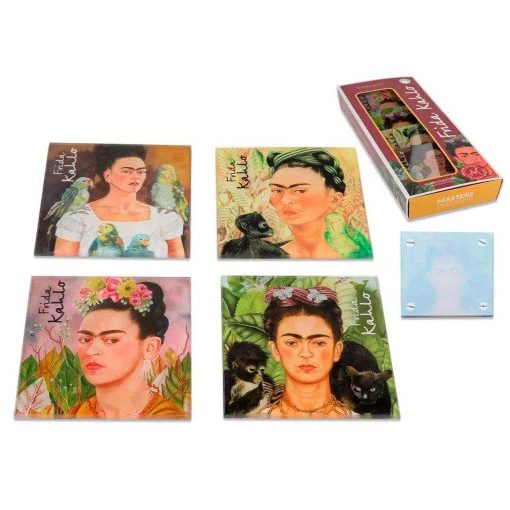 Üveg poháralátét 4db-os szett, 10,5x10,5cm, Frida Kahlo vegyes