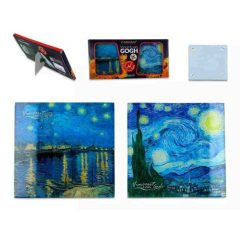   Üveg poháralátét 2db-os szett, 10,5x10,5cm, Van Gogh: Csillagos éj/Rhone folyó felett