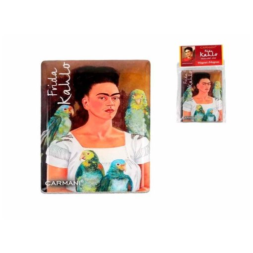 Hűtőmágnes 50x70mm, Frida Kahlo: Én és a papagájok