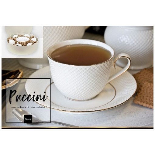 V.B.08848 Puccini porceláncsésze+alj ,250ml,6 személyes,dobozban