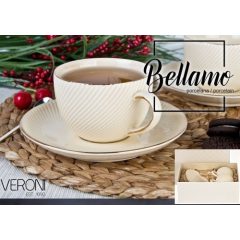 Bellamo porceláncsésze+alj 230ml,2 személyes,dobozban