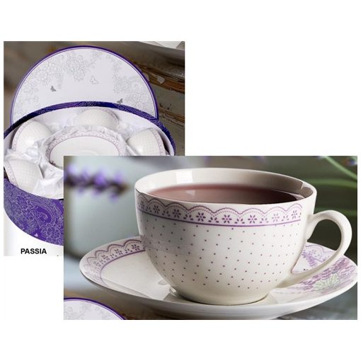 V.B.22578 Passia porceláncsésze+alj, 6 személyes, 250ml, dobozban