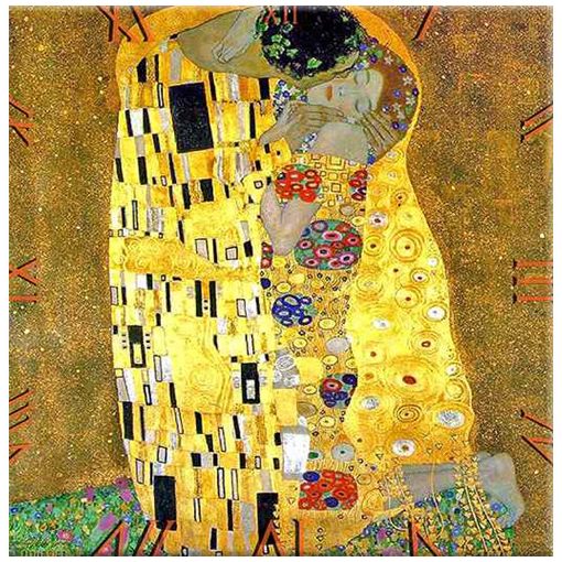 Üveg falióra 30x30cm, Klimt:The Kiss