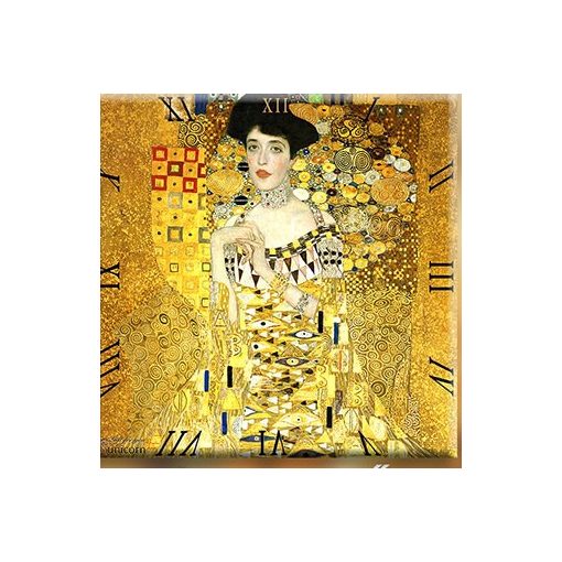 Üveg falióra 30x30cm, Klimt:Adele (Arany nő)