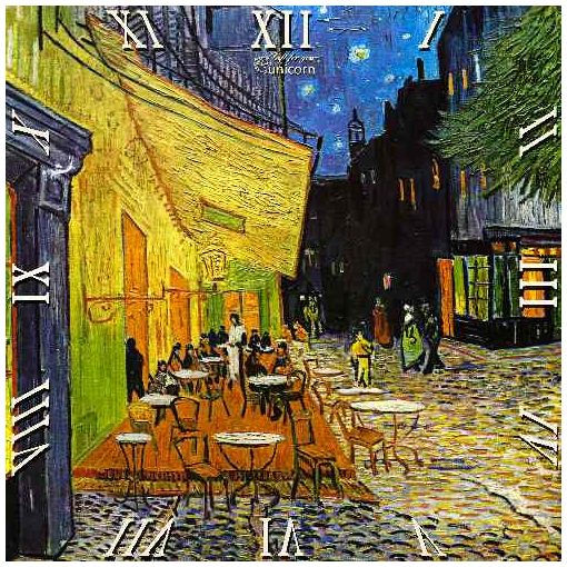 Üveg falióra 30x30cm, Van Gogh: Kávéház éjjel