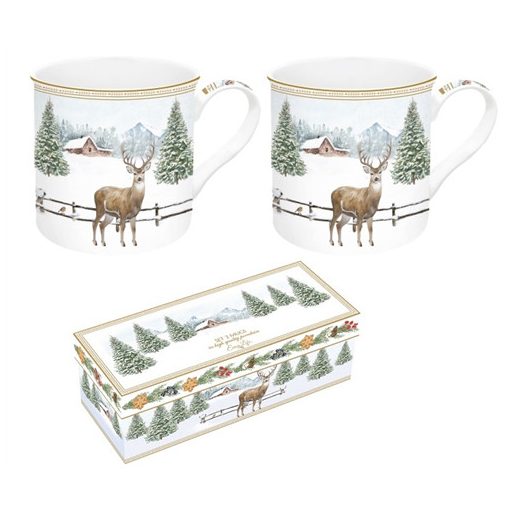 Porcelán bögreszett 2db-os, 300ml, dobozban, White Forest