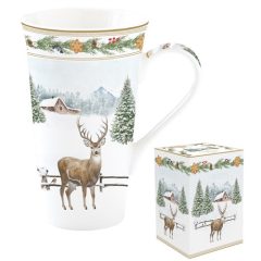 Porcelán bögre 600ml, dobozban, White Forest