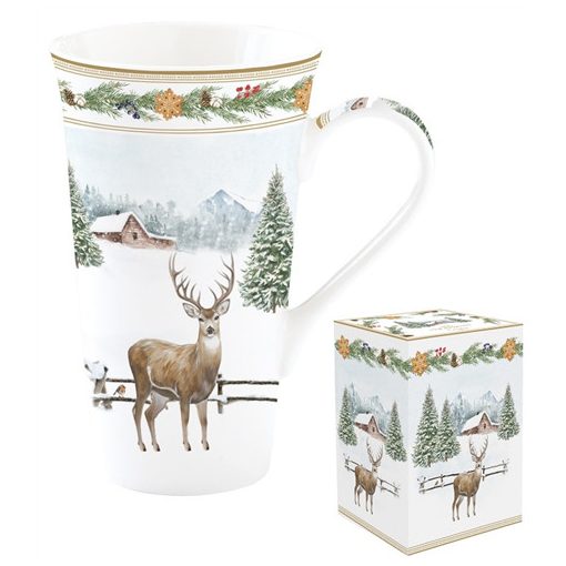 Porcelán bögre 600ml, dobozban, White Forest