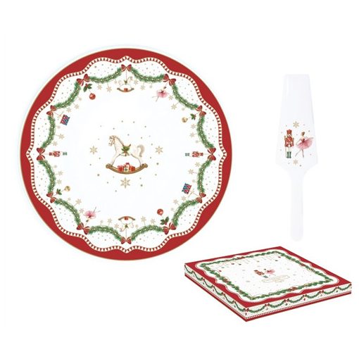 Porcelán tortatál lapáttal 32cm dobozban, Magie de Noel