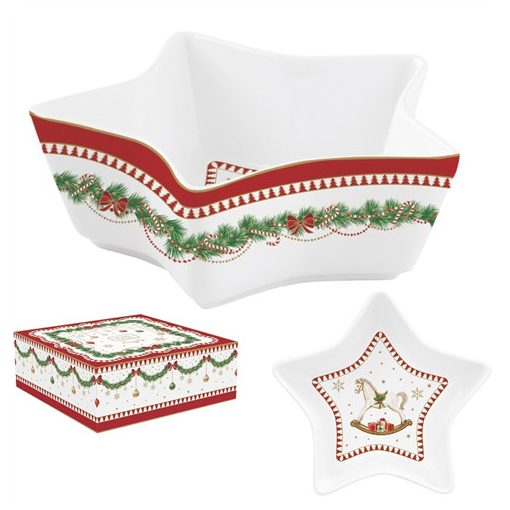 Porcelán csillagtál 15x5cm, dobozban, Magie de Noel