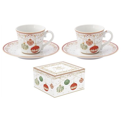 Porcelán eszpreszócsésze+alj 2 személyes 80ml,dobozban, Christmas Eve