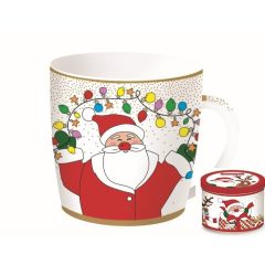 Porcelánbögre 350ml,fémdobozban,Christmas Friends 4