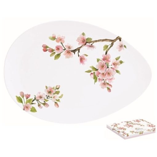 Porcelán kínálótál tojás forma, 24x16,5cm,dobozban,Sakura