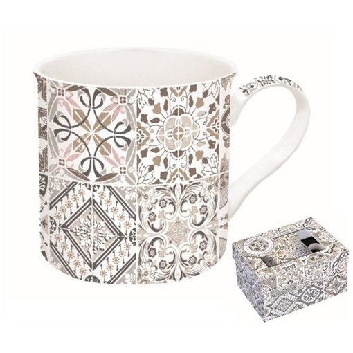 Porcelánbögre 300ml, dobozban, Casa Decor grey