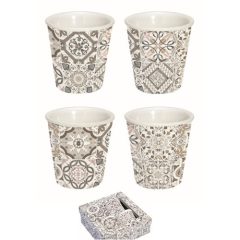   Porcelán eszpresszópohár 4db-os szett, 80ml,dobozban, Casa Decor grey