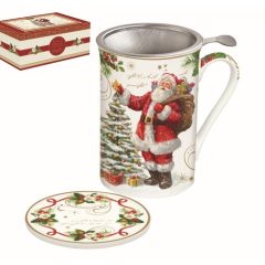   Magic Christmas porcelán bögre tetővel, fémszűrővel, 300ml, díszdobozban