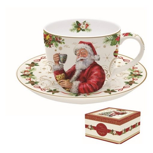 Magic Christmas porcelán teáscsésze+alj 200ml, díszdobozban