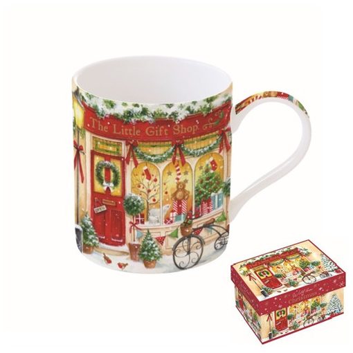 Porcelán bögre 350ml,dobozban,With Love at Christmas, Shop