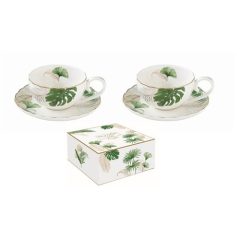   Porcelán eszpresszócsésze+alj 2 személyes, 100ml, dobozban, Exotique