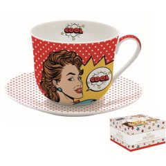   Porcelán reggelizőcsésze+alj 400ml, dobozban, Pop Art, Atmosphere