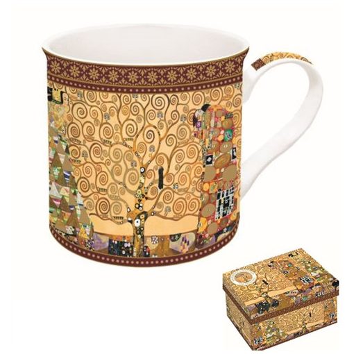 Porcelánbögre dobozban, 300ml, Klimt: Életfa/The Kiss/Beteljesülés
