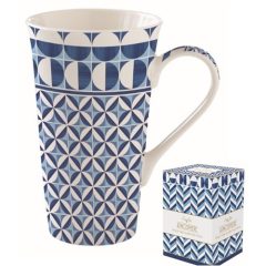 Porcelánbögre 600ml, dobozban, Geometric Blue, Atmosphere