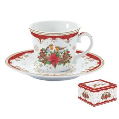   Christmas Melody porcelán teáscsésze+alj, 200ml díszdobozban