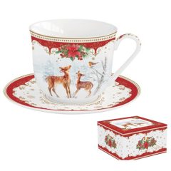   Christmas Melody porcelán reggelizőcsésze+alj, 370ml, díszdobozban