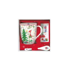   Ready for Christmas porcelán bögre 350ml kanállal, parafa poháralátéttel, díszdobozban