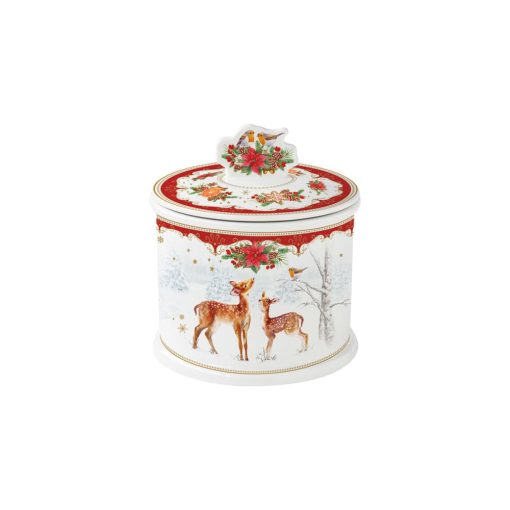 Christmas Melody porcelán keksztároló 14x16cm, díszdobozban