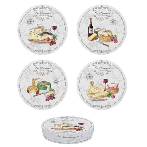 Porcelán desszerttányér szett 4db-os, 20cm,dobozban, Les Fromages