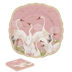 Porcelán desszerttányér 20cm dobozban, Dancing Herons