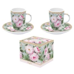   Porcelán eszpresszócsésze+alj 2 személyes 50ml dobozban,Roses in Bloom