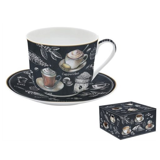 Porcelán reggeliző csésze+alj 400ml, dobozban, Barista