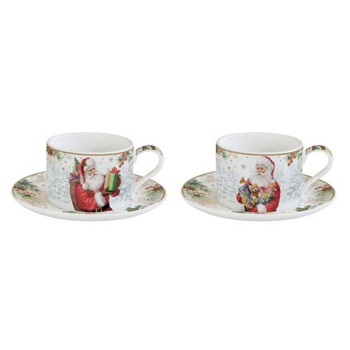 Santa is Coming porcelán csésze+alj 240ml, 2 személyes, díszdobozban