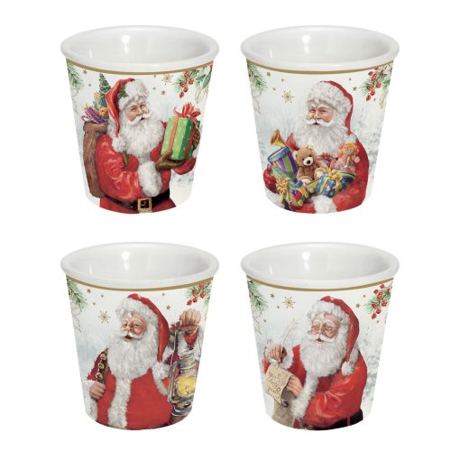 Santa is Coming porcelán eszpresszó pohár 100ml, 6 személyes, díszdobozban