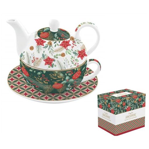 Porcelán egyszemélyes teáskészlet 350ml+350ml, dobozban, Atmosphere, Christmas Joy