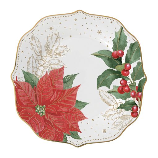 Porcelán desszerttányér 19cm, dobozban, Poinsettia & Berries