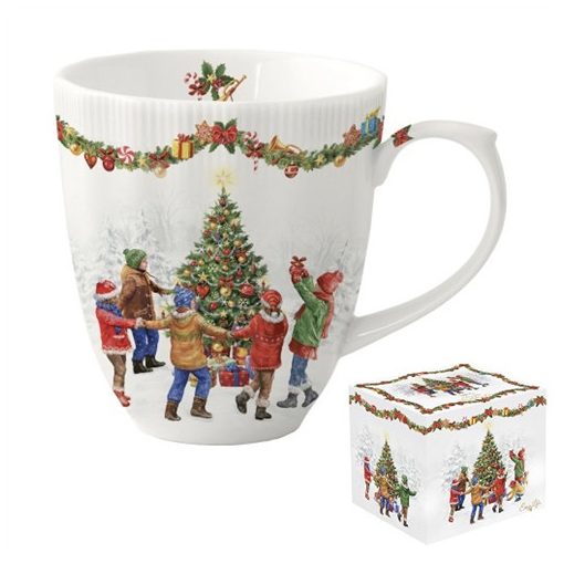 Porcelán bögre 370ml, dobozban, Christmas Round Dance