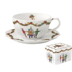   Porcelán teás csésze+alj, 300ml, dobozban, Christmas Round Dance
