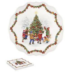 Porcelán tálca 32cm, dobozban, Christmas Round Dance