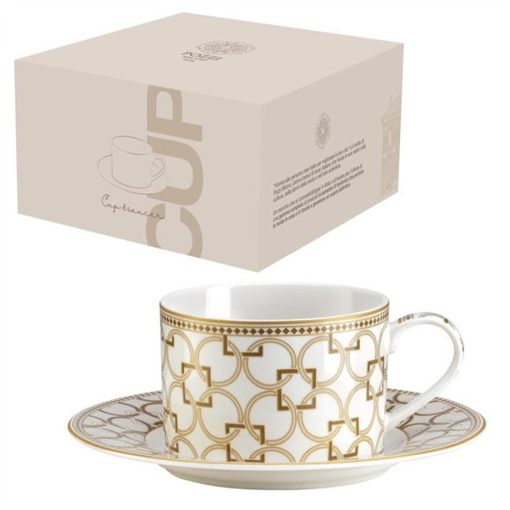 Porcelán teáscsésze+alj 220ml dobozban, Déco