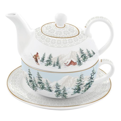 Chalet porcelán egyszemélyes teáskészlet 350ml + 350ml, díszdobozban