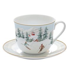 Chalet porcelán reggeliző csésze+alj 400ml, díszdobozban