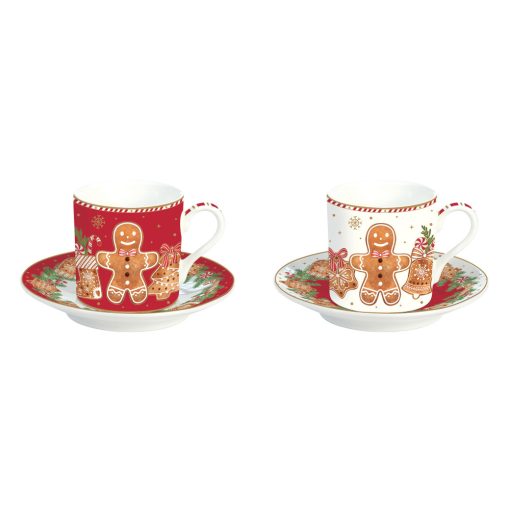 Porcelán eszpresszócsésze+alj 2 személyes 75ml dobozban, Fancy Gingerbread