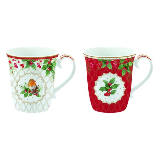 Porcelán bögreszett 2db-os, 275ml, dobozban, Christmas Berries