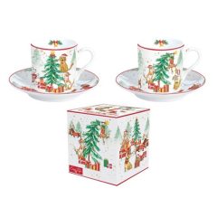   Porcelán eszpresszócsésze+alj 2 személyes 75ml dobozban, Christmas Gang