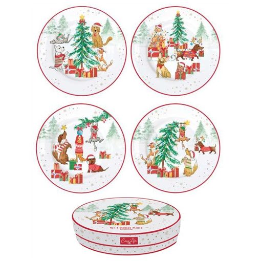 Porcelán desszerttányér szett 4db-os,19cm dobozban, Christmas Gang